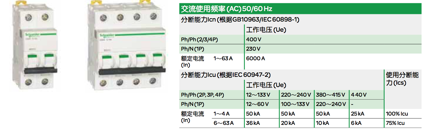 施耐德IC65N,EA9系列斷路器的脫扣曲線有哪幾種？